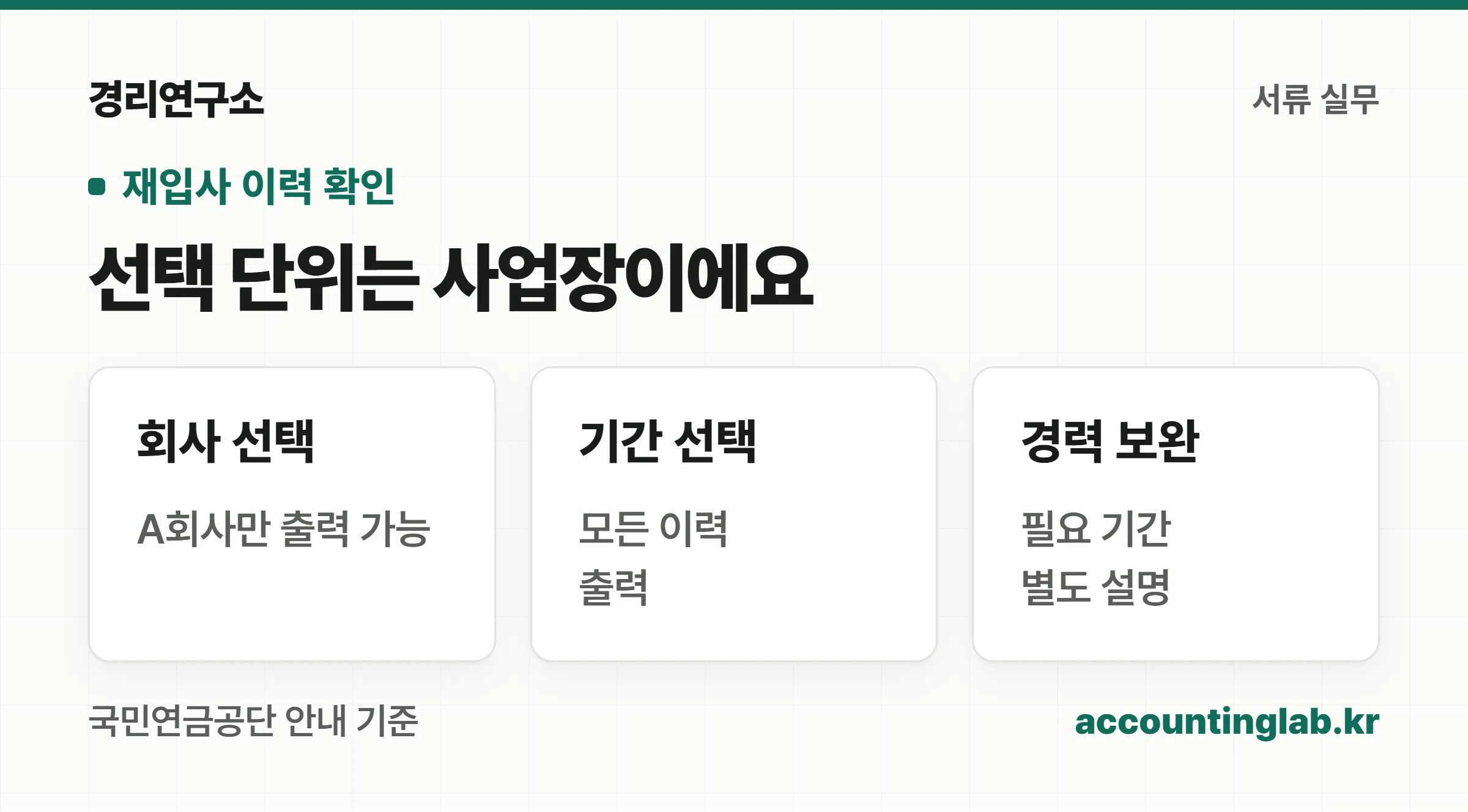 특정 회사 선택은 가능하지만 같은 회사의 특정 기간 선택은 불가하다는 비교