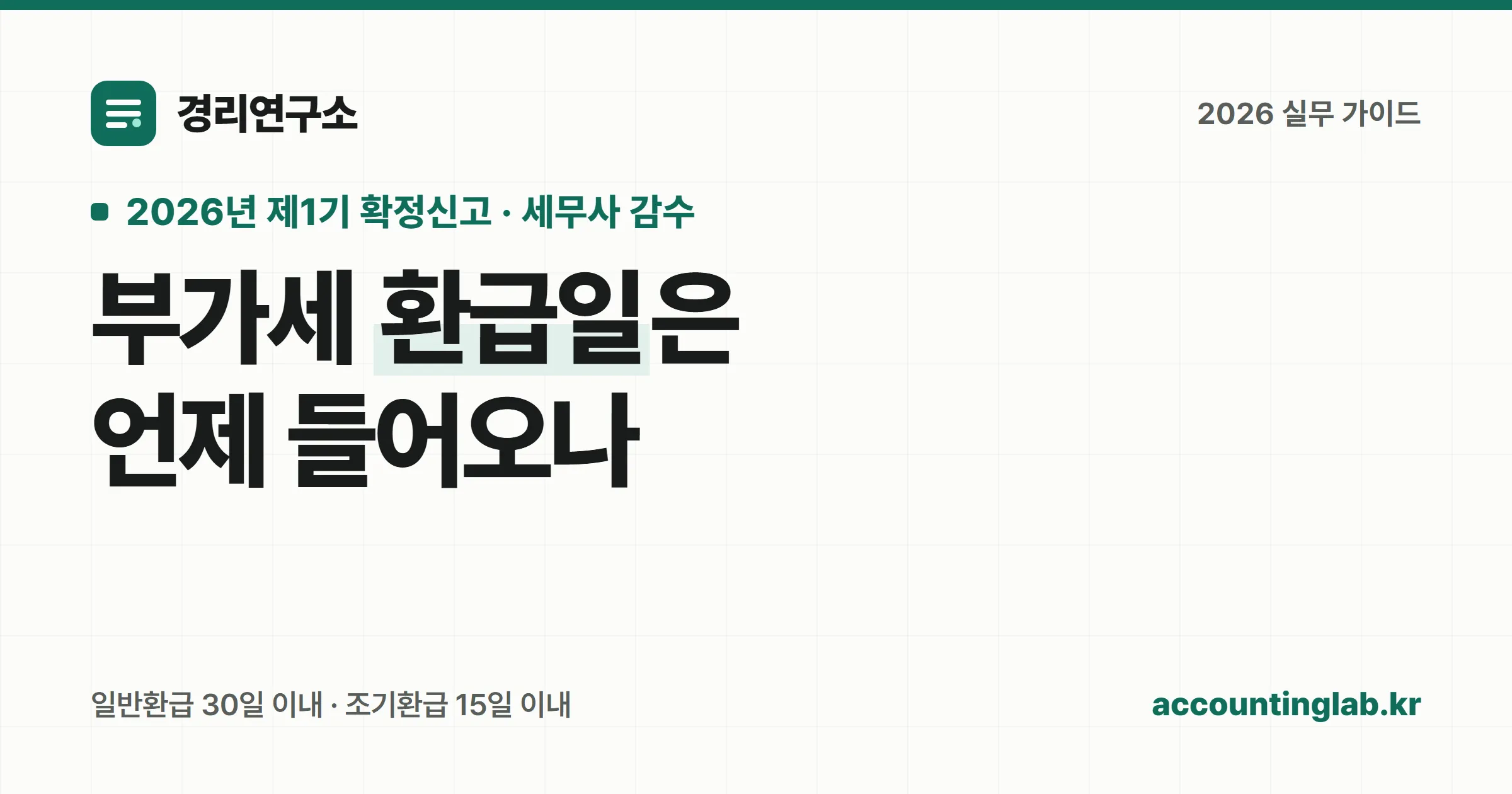 부가세 일반환급 30일·조기환급 15일 지급기한을 정리한 환급일 안내 개념 이미지